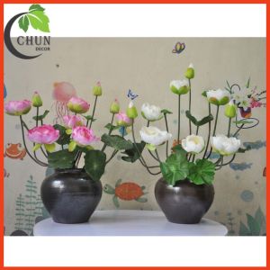 Hoa giả bình sen cung đình cao cấp trang trí phòng khách văn phòng cửa hàng lớp học