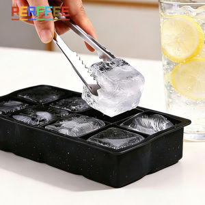 Super Large 8-Grid Ice Cube Mold Square Whiskey Ice Maker Silicone Giant Ice Cube Tray for Freezer Cocktails Coffee Bakery