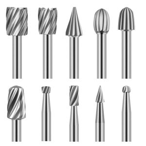 10pcs HSS Rotary File For Steel Milling Cutters For Metal Rat-tail File Hard Metal Rotary File Set Compatible Woodworking Tool
