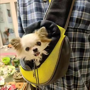 Portable Pet Dog Backpack Outdoors Travel Bag Summer Lightweight Mesh Network Teddy Bichon Small Breed Cat Bag Crossbody Bag