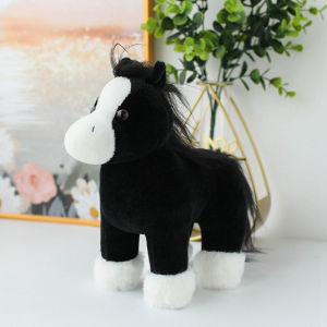 Simulation Cute Horse Plush Toy Stuffed Animal Toy Brown White Black Soft Realistic Horse Toy Home Decoration Kids Birthday Gift