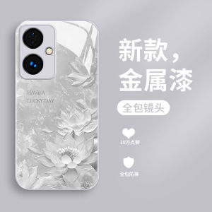 Lotus Pattern OPPOA2PRO Liquid Glass Phone Case Womens Vitality Edition Ultra-thin Full_coverage Anti-drop Hard Shell Design