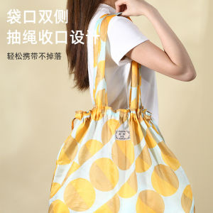 Waterproof Foldable Shopping Bag Portable Cabbage Buying Bag Drawstring Large Capacity Handheld Eco-friendly Storage Basket