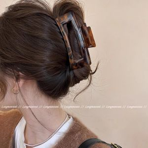 Kẹp Tóc Vuông Cỡ Lớn Cho Phụ Nữ Kẹp Cá Mập Thời Trang Mới 2025 Kẹp Tóc Sau Đầu Dày Kẹp Tóc Bằng Nhựa Pha Lê