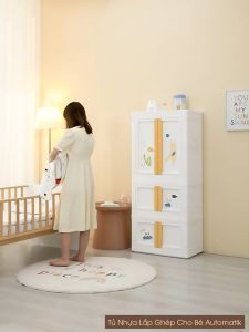 Hộp Đựng Quần Áo Tủ Quần Áo Lắp Ghép Đa Năng Cho Bé Xếp Chồng Hai Cánh Automatik