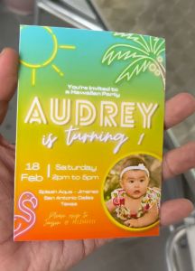 Hawaiian Birthday Invitation Card - Aloha - Neon - Tropical Invite - Customized - Personalized - 3r - 4R - 5R