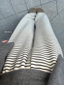 High Waist Striped Wide Leg Pants Extended Version Soft Casual Straight Cut Trousers for Taller Women 175cm plus Size