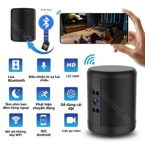 Camera Wifi Mini 1080P HD Có Loa Bluetooth Giám Sát An Ninh Gia Đình Liên Lạc Từ Xa Hai Chiều Liên Lạc Nội Bộ Tầm Nhìn Ban Đêm Cam Pin 3600Mah