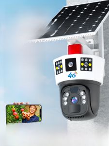 พลังงานแสงอาทิตย์ 360 องศาไม่มีจุดบอดความละเอียดสูงกลางแจ้ง Night Vision 4g โทรศัพท์มือถือไร้สาย Wifi กล้องเฝ้าระวังระยะไกล