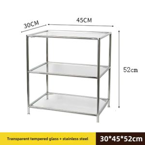 Modern Minimalist Stainless Steel Glass Side Table with Wheels Sofa Caddy Tempered Glass Storage Rack Living Room Coffee Table