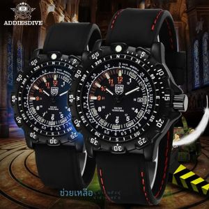 Addies นาฬิกาทหารนาฬิกาควอทซ์สำหรับกันน้ำผู้ชายแนวสปอร์ตเรืองแสงคลาสสิกประทับตรา