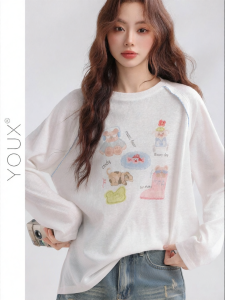YOUXIANG | Áo Thun Dài Tay Chống Nắng Phong Cách Bỏng Rõ Mới