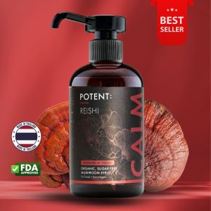 POTENT: Reishi Syrup 250ml - Premium Organic Mushroom Extract for Stress Relief Sleep & Immunity Sugar-Free Vegan Made in Thailand 83 Servings