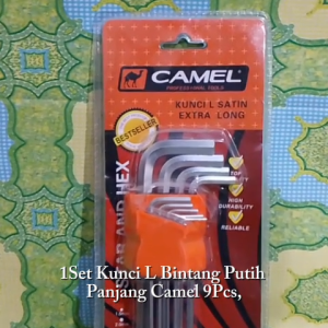 1SET Kunci L Bintang Putih Panjang Merk CAMEL 9PCS