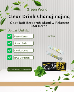 Green World Clear Drink | Obat BAB Berdarah Alami & Pelancar BAB Herbal | Minuman Serat Untuk Wasir & Sembelit