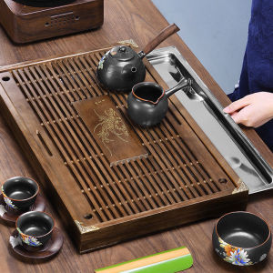 คุณพร้อม 10 รองชุดชงชา ถาดชา ไม้คุณภาพดี ถาดน้ำชา กักเก็บน้ำและระบายน้ำได้ทั้งสอง ให้ความสวยความงาม 10 รองชุดชงชา รูปแบบกระจาย จีน ถาดรองน้ำชา