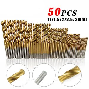 MATA BOR SET KOMPLIT 50 PCS POWER DRILL BITS TITANIUM ALAT BOR UKIR PAHAT KAYU BESI PLASTIK ALUMUNIUM