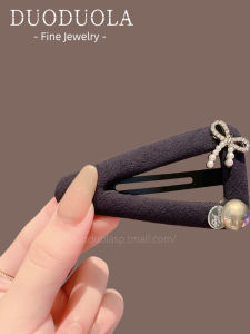 Shiny Pearl Butterfly Knot Hair Clip Womens Side Bangs BB Clip Triangle Shape Hair Accessories for Wedding Party Daily Use