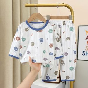 Barababa Summer Home Clothes Set for Children Thin Cotton Pure Cotton Home Clothes Air Conditioner Suit for Boys And Girls