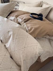 Nordic Style Pure Cotton Bedding Set 3-4 Pieces Summer Simple Design Bed Sheet Cover Duvet Cover Bed Canopy High Density Cotton