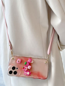 Cartoon 3D Bear Silicone Phone Case for  17Promax Womens 16Pro Crossbody 13 Strap 14 Adjustable Lanyard 15Pro Full Cover 11 Soft Shell  12 Protective Case