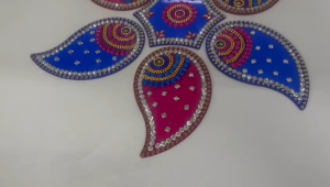 Traditional Reusable Handcrafted Acrylic Rangoli Beautiful Festive Decor | Diwali Decoration with Studded Stones (Pack of 1 pc | Size - 12 inches)