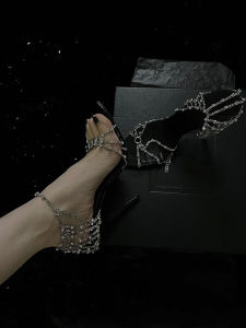 NUDIZHEN | Pointed Heels High Heels with Chain Water Drill Decoration Summer