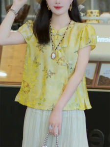 QINGNAER | Elegant Chinese Style New Large Size Short Sleeve Blouse