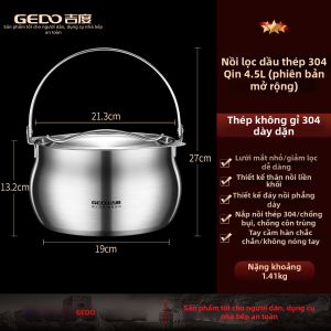 GEDO | Lọ Đựng Mỡ Lợn Lọc Dung Lượng Lớn Thép Không Gỉ 304