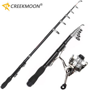 1.5M Winter Ice Fishing Rod Combos with Telescopic Carbon Fishing Pole Metal Spinning Reels Sets for Travel Poles Tackle Outdoor