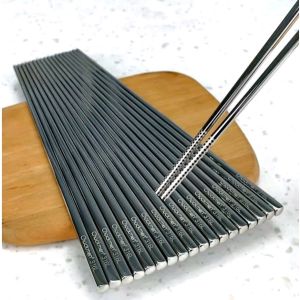 Hộp 10 đôi đũa vân nhám Chockmen dài 24cm- CKM59 inox 316 T20 hãng ĐỨC công nghệ CHÂU ÂU