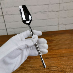 Thickened 304 Stainless Steel Main Course Spoon Tulip Shaped Eating Spoon Adult Flat Head Long Handle Popular Internet Spoon