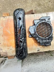 tameng knalpot dan tutup radiator vario karbu karbon forget