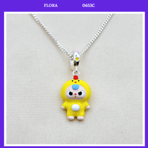 FLORA 0653C - [Có bán lẻ] Dây chuyền bạc S925 charm hình Baby Three hình gà màu vàng dành cho bé gái