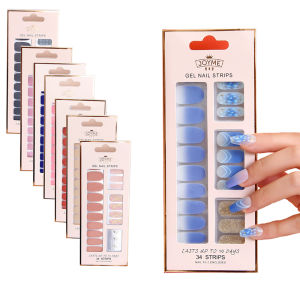 30/34tips UV-Free DIY Gel Nail Stickers Fashion Self Adhesive Manicure Nail Polish Wraps Long-Lasting Full Cover Gel Strip Decor