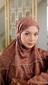 ALLUNA - Mukena Dewasa Terusan Motif Santorini Silk Kayza Series Traveling