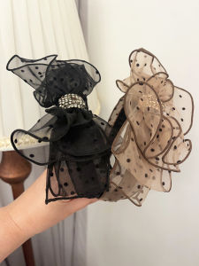 Retro Polka Dot Butterfly Knot Hairband Womens Elegant Simple Diamond Glitter Hairband Korean Summer New Style Hair Accessories