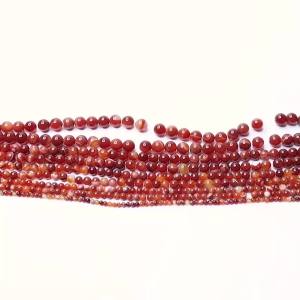 1 Strand Natural Stone Red Striped Agate Bead Round Gem Loose Beads for Jewelry Making Bracelets DIY Accessories 4/6/8/10/12mm