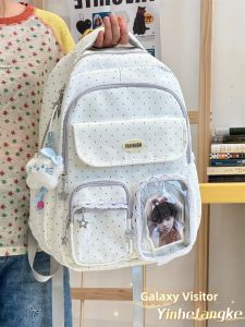YINHEFANGKE | Cute Polka Dots Student School Bag Female Large Capacity