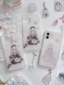 Original Design Phone Case Little Cheep Twin Angel Heart Sister Apple Protective Cover Transparent Double Layer Cute Girl Heart Computer