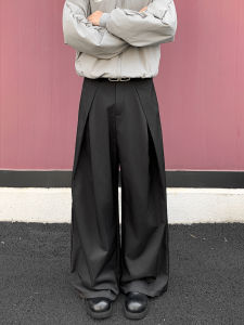 กางเกงสูททรงหลวมสไตล์อเมริกันสำหรับผู้ชาย กางเกงขายาวทรงหลวมสบายๆ กางเกงขายาวทรงหลวมสไตล์ลำลองสไตล์อเมริกัน