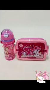 Comel Kids Cartoon My Melody Lunch Box Containers 380ML Water Bottle Set Budak Bekas Makan Sekolah
