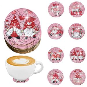 other | 8 Pieces DIY Diamond Painting Art Set Valentines Day Coaster Special Shape Crystal Artificial Diamond Mosaic Craft