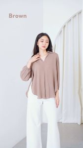 Severli Cassey Crinkle Blouse Wanita Lengan Panjang | Blouse Korea Lengan Panjang | Blouse Kerja Wanita Crinkle
