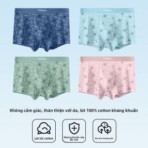 Quần lót MiiOW nam làm bằng cotton cạp vừa in họa tiết thoáng khí kháng khuẩn
