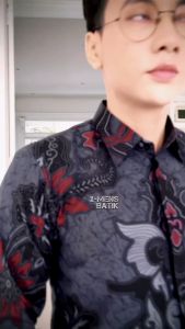 Kemeja batik pria slimfit premium lapis puring motif ABUMAR