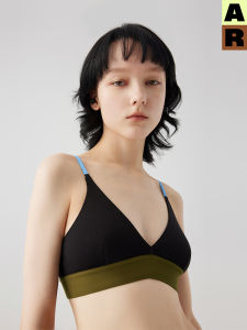 French Style Triangle Cup Bra Wireless Gathered Flat Chest Beautiful Back Underwear for Women Young Female Target Almond Rocks