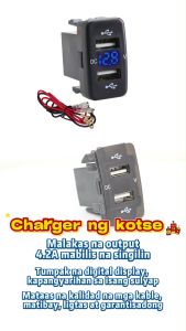 【New Arrivals】12-24V Dual USB Car Charger Socket Dual Usb Port Charging Volt Display Adapter Fit with 60cm Line for Toyota Honda