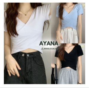 เสื้อยืดผู้หญิงผ้าเรียบทรงสวย เสื้อผ้าผู้หญิงสไตล์เกาหลี เสื้อยืดแขนสั้นเนื้อผ้านิ่มสินค้ามีพร้อมจัดส่ง