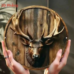 CIFbuy | Aleeshop 3D Nhôm Bắc Âu Đầu Hươu Nghệ Thuật Treo Tường Mộc Mạc Cabin Bar Trang Trí Điêu Khắc Kim Loại